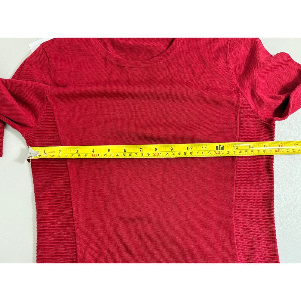 NWT Carlisle Women’s Crewneck Sweater Pepper Red Silk Cotton Ribbed Size S - Picture 9 of 10